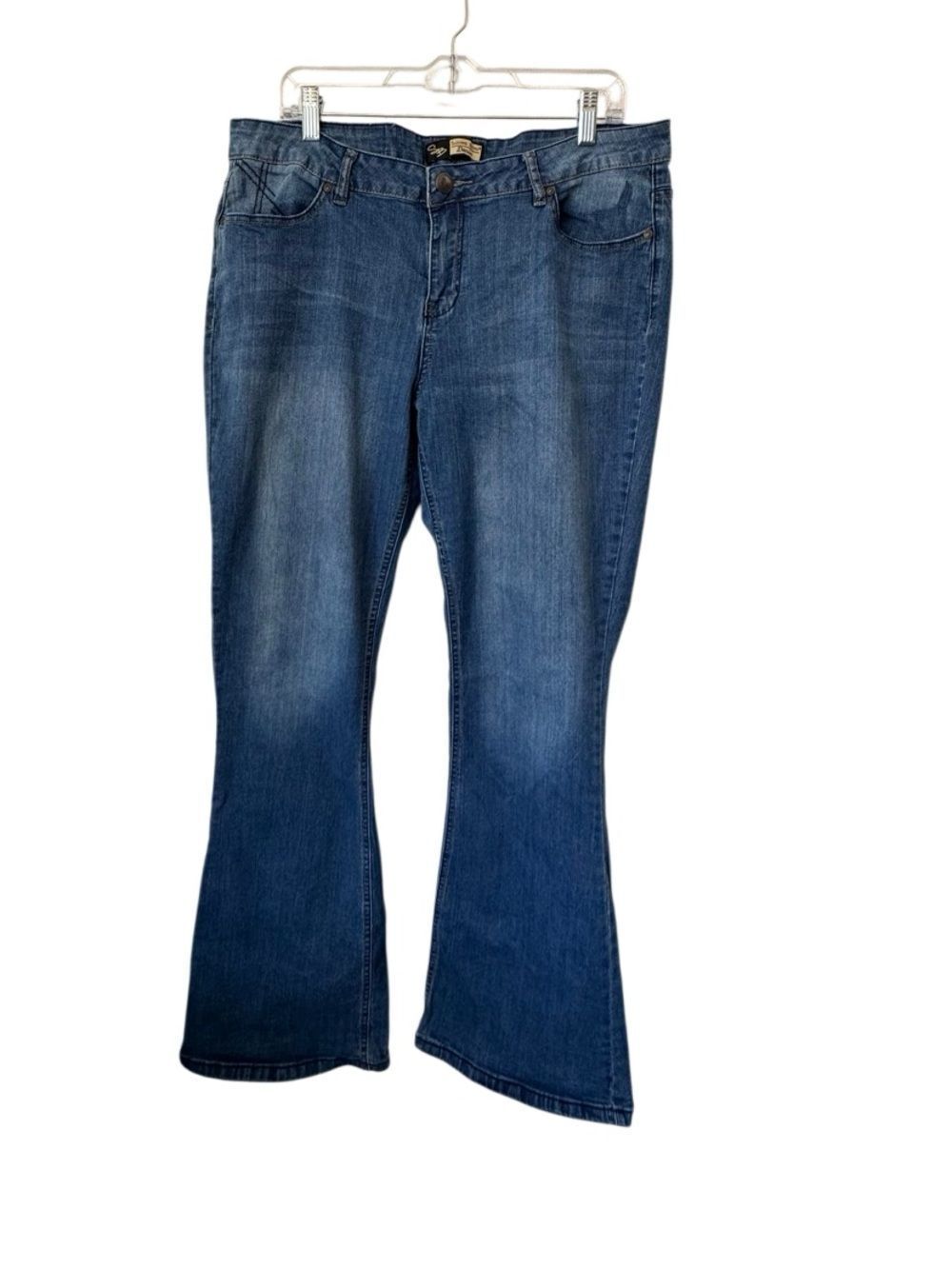 Suzanne Betro Denim Jeans Bell Bottoms Embroidered Hippie SZ 36